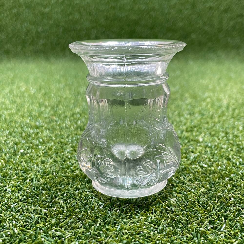 Vintage Clear Pressed Glass Toothpick Bud Vase Mini Votive Candle Holder - Picture 4 of 9